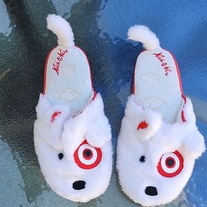 White and Red Dog Slippers